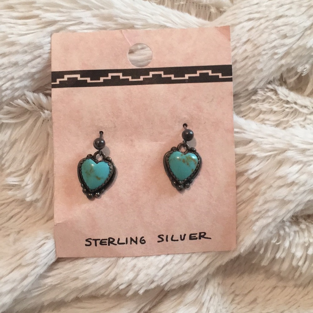Sterling silver with turquoise heart earrings